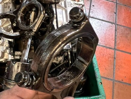 Engine component removed for inspection and reconditioning